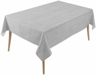 Light Grey Linen Pattern Rectangle Tablecloth 60 x 120 Inches Rustic