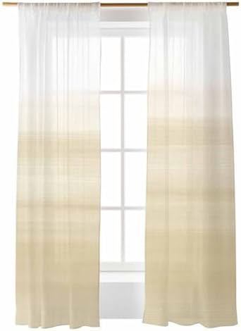 Beige and White Sheer Curtains 108 Inches Long 2 Panels Set Abstract