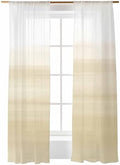 Beige and White Sheer Curtains 108 Inches Long 2 Panels Set Abstract
