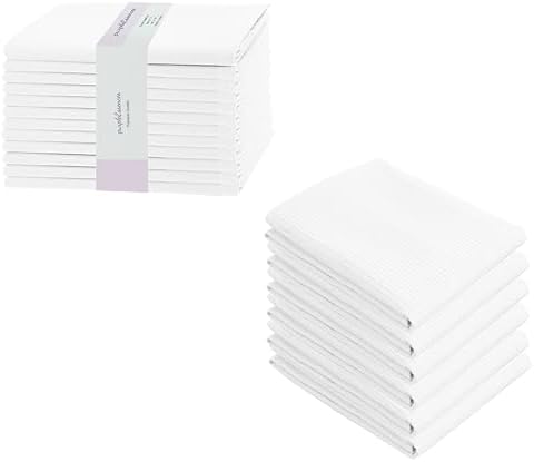 PurpleEssences Set of 12 Cloth Dinner Napkins (18x18 inch) and Waffle