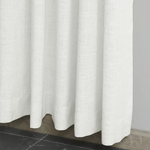 Fcosie Beige White Linen Drapes 120 Inches Long Privacy Room Divider