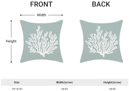 AEIOAE Seafoam Blue Coral Pillow Covers 18 X 18 Inch Set of 2