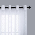 KOUFALL White Sheer Curtains 96 Inches Long 2 Panel Set, Jacquard Lace