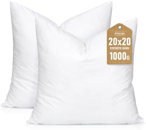 Artscope Synthetic Down Pillow Insert, 20x20 Throw Pillow Inserts Set