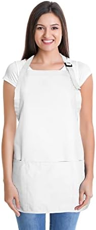 DALIX Apron Commercial Restaurant Home Bib Spun Poly Cotton Kitchen