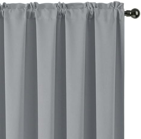 Blackout Window Curtains, 2 Panels Rod Pocket Thermal Drapes for