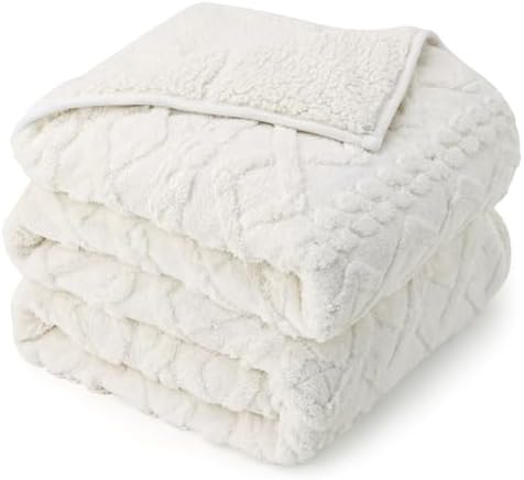 Drewin Weighted Blanket 15lbs Queen Size for Adults,Cream White,60" x