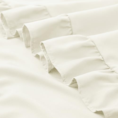 KKJIAF Ruffle Pillow Cases Queen Size Set of 2, Beige