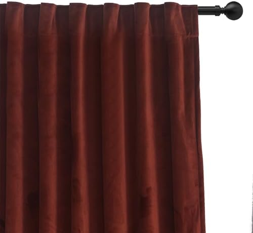 Roslynwood Luxury Soft Burnt Ochre Velvet Curtains 120 inches Long