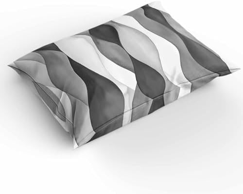 Duvet Cover Set Queen, Abstract Grey Black Gradient Stripes 3 Piece