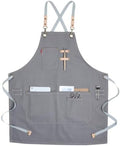 Luxshiny Canvas Cooking Apron Adjustable Waist Straps with Pockets