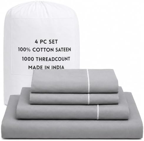 100% Sateen Cotton Sheets King Bed Sheets Premium 1000 TC Bedding