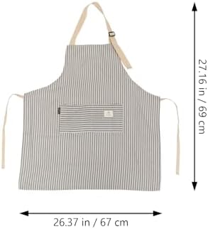 STAHAD Adjustable Kitchen Apron 2pcs Set, Light Gray Linen Cotton