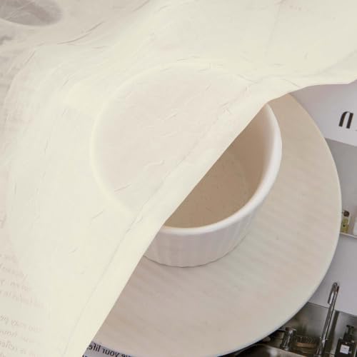 Chyhomenyc Crushed Cream Sheer Curtains 72 Inch Length 2 Panels