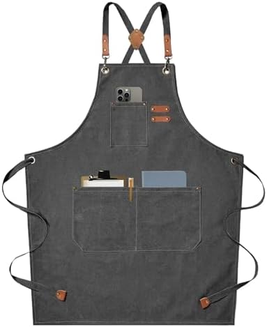 Canvas Chef Apron for Kitchen Cooking with Adjustable Straps