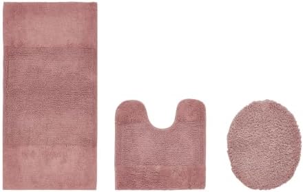 Better Trends 3 Piece Bathroom Rug Set 100% Cotton Non-Slip Washable