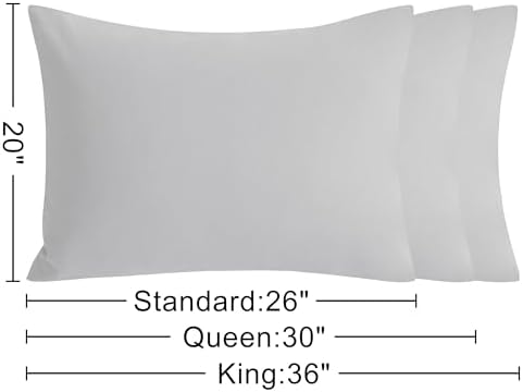 NTBAY Cotton Standard Pillowcases, Set of 2, Light Grey