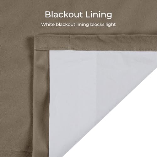 TWOPAGES Taupe Velvet Pinch Pleat Blackout Curtain,72Wx96L,1 Panel