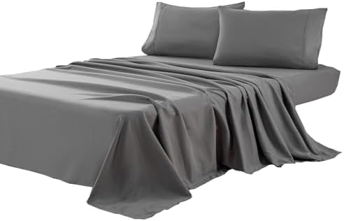 Kingnex Oversized King Flat Sheet 132x110 Top Sheet Only Grey
