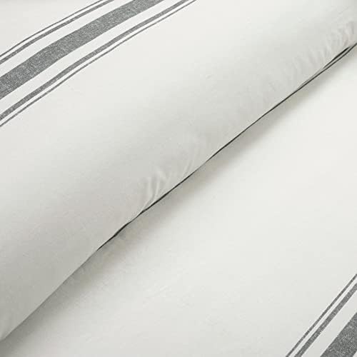 Lush Decor Farmhouse Stripe Reversible Cotton Duvet Cover Set 3 Piece