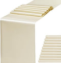 Pack of 10 Ivory Table Runners for Party, Satin Fabric 12 x 108 Inches