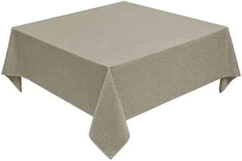 Decorelia Faux Linen Square Tablecloth for Dining Room,Waterproof