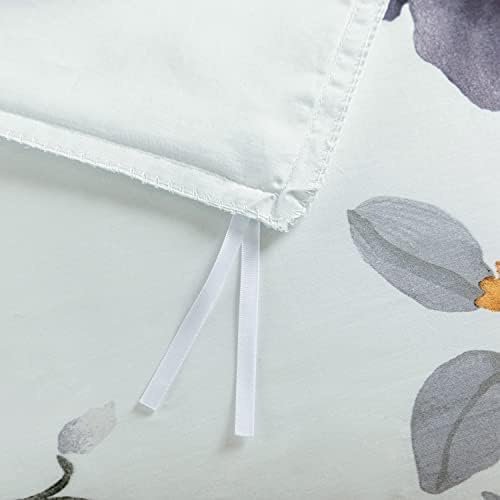 YuHeGuoJi Light Blue Floral Duvet Cover Queen 100% Egyptian Cotton