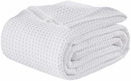 100% Egyptian Cotton Waffle Weave Blanket King Size for Bed, 320 GSM
