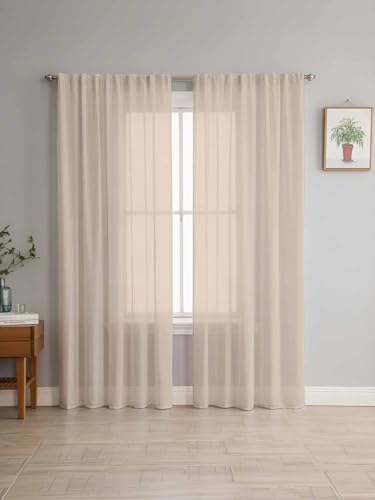 Pure Color Sheer Curtains Aesthetics Contemporary Luxury 108 Inches