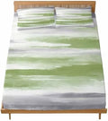 Sage Green Gray King Fitted Sheet Set, Neutral Abstract White Ombre