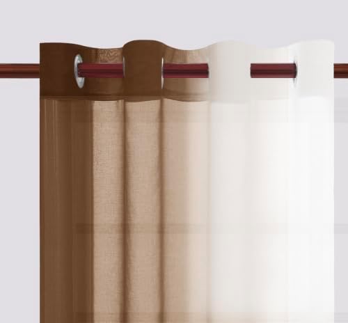 DWCN Ombre Sheer Curtains - Faux Linen Semi Voile Gradient