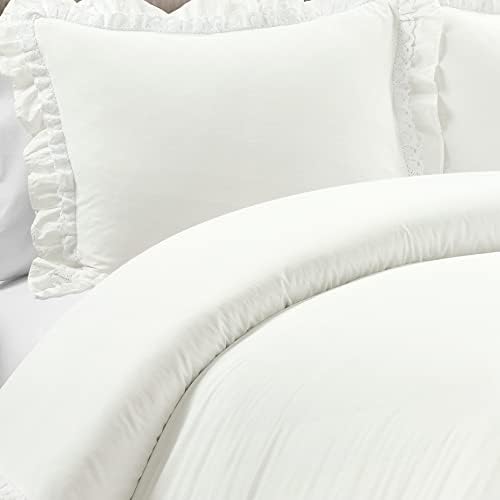 Lush Decor Ella Ruffle Lace 100% Cotton Duvet Cover, 3 Piece Set