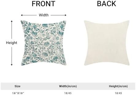 BETGINY Vintage Floral Pillow Covers 18x18 Inch 2 Pcs, Aqua Teal