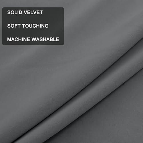 Fcosie Rock Grey Extra Long Velvet 100% Blackout Curtains 120 Inches