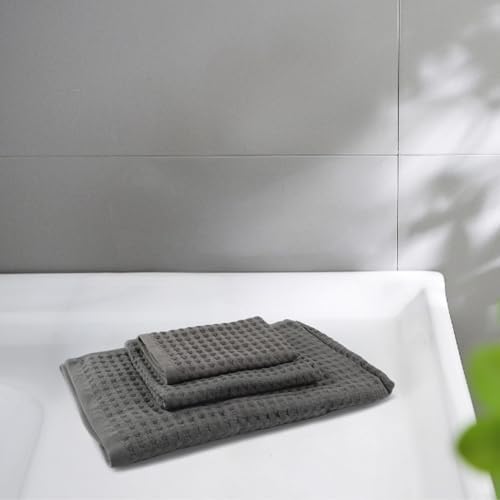 Waffle Weave Bath Towel Set 100% Cotton, Soft and Absorbent Quick Dry