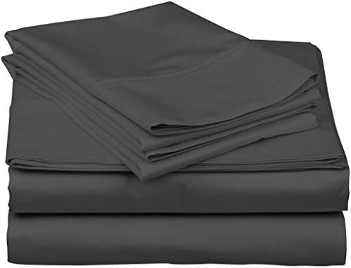 4-Pcs Cotton Bed Sheet Set, King, Dark Grey, 16" Deep Pockets