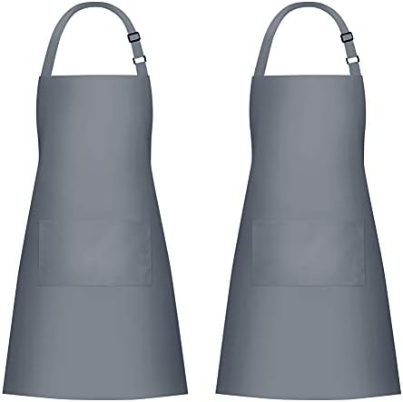 Jubatus 2 Pack 100% Cotton Aprons with 2 Pockets Cooking Chef Kitchen