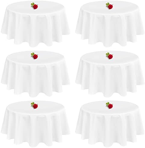 Showgeous 70 Inch White Round Tablecloths, Polyester Table Covers