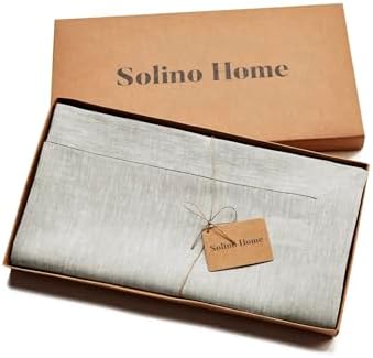 Solino Home 100% Pure Linen Tablecloth Oyster Grey Rectangular, 60 x
