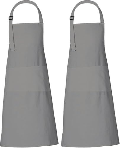 Adjustable Apron with Pocket, Navy Blue, Kitchen Cooking Bib Apron