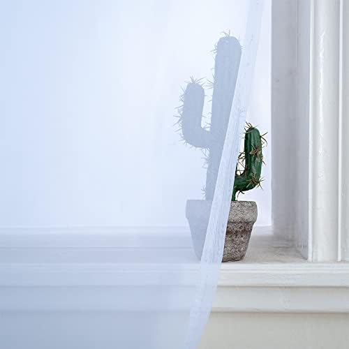 Linentalks Extra Wide White Sheer Curtains For Living Room, Patio Door
