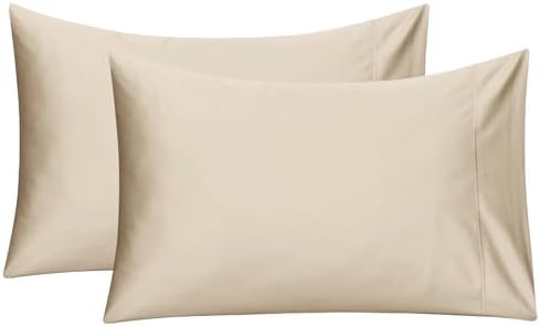 Feather & Stitch 100% Cotton Standard Pillow Covers Set of 2, 500TC