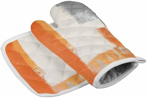 Quilted Cotton Terry Cloth Oven Mitt, Pot Holder Gradient Orange Gray