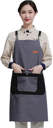 Kitchen Apron Cross Back Adjustable Cotton Canvas Bib Apron with