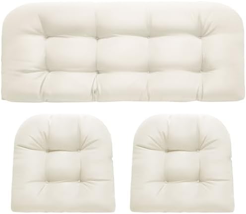 DANGHOOGY Wicker Chair Cushions, Waterproof 3Pcs Outdoor Cushion Set