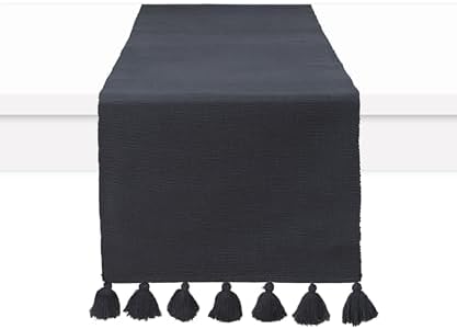PurpleEssences Solid Ribbed Table Runner, 13x72 in - Mineral Gray
