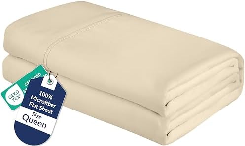 Royale Linens Queen Flat Sheet - Ultra Soft Brushed 1800 Microfiber