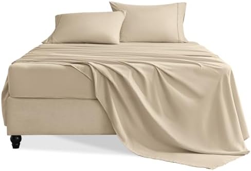 Full Size Bed Sheets Set, 4 Pieces Hotel Luxury Soft Microfiber Bed