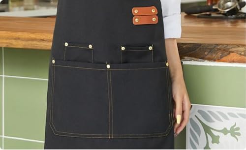 Canvas Chef Apron,Cross Back Apron for Men and Women with Adjustable
