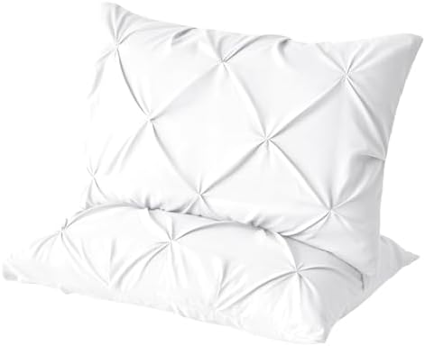 VACVELT 2pc White Pintuck Pillow Shams King, Envelope Closure